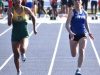 New Kent’s Brooklyn Wiles (right) tries to keep up with Prince George’s Taleah Allen (left) in the final heat of the girls’ 100-meter dash. Wiles placed third overall in the event.Robb Johnson photo