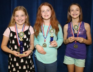 Fourth grade winners are Jillian Wilson (1st), Jessica Wilson (2nd), and Scarlette Voelker (3rd).