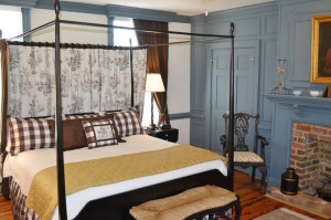 Bedrooms in the Vintager Inn are decorative and boast original walls and ceiling structure.