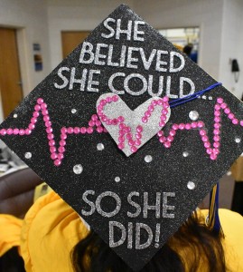 Adrianna Stewarts’ mortarboard reflects her commitment to succeed and earn her high school diploma.