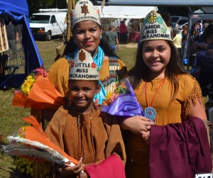 Representing the Chickahominy Tribe this year are (front) Little Miss Chickahominy Kristiana Delaney, (back, l to r) Miss Chickahominy Vanessa Adkins, and Junior Miss Chickahominy Miss Brooke Adkins.