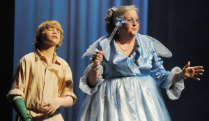 High school drama students stage a prod uction of "Jack and the Beanstalk" directed by senior Moriah Hancock. In this scene, Jack meets his fairy godmother.