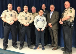 Owen Chen smiles proudly as New Kent Elementary School’s recipient of the Kip Kephart award for this year.