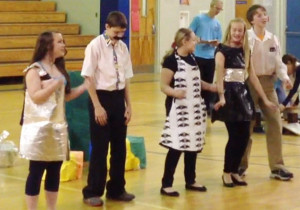 New Kent High School’s Structure Team members Josh Eckert, Savannah Setzer, Tanner Dail, Isabelle Addison, Celie Collins, Brian Stevenson, and Amber Thomas present their long term problem before the judges. The team is coached by Lori Eckert. New Kent High School’s ARTchitecture Team of Jacob Dilandro, Eve Stump, Hailey Richart, Racheal Phelps, Matt Howard, and Nick Parker (coach Mary Phyfe) captured first, but a team photo was not available.